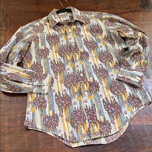 MONTGOMERY WARD 70s/80s Funky Western Button-Down LS Shirt Multi Floral Men's M